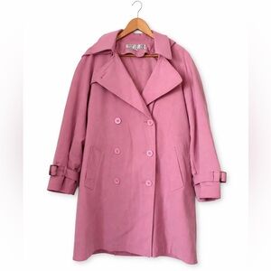 BREM Rainwear Pink Hooded Trench Coat Belted Size 10 Made in Ukraine